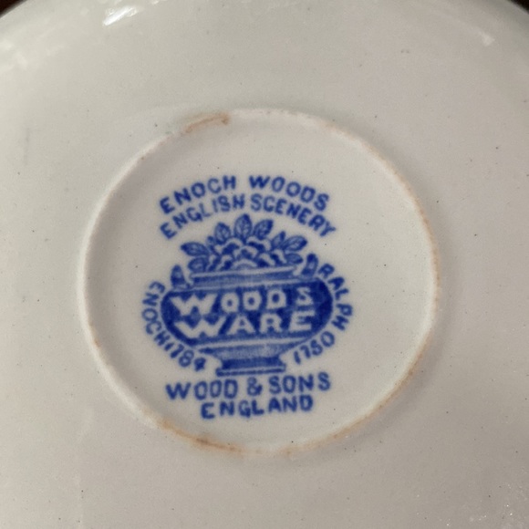 Enoch Woods Blue & White Round  Bowl Enoch Woods English Scenery Woods Sons Blue - Picture 4 of 6